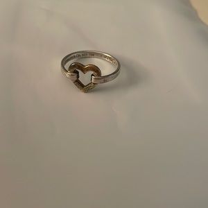 Tiffany & Co. yellow gold with silver open heart ring